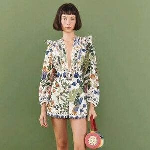 Farm Rio White Summer Garden Romper Size XL